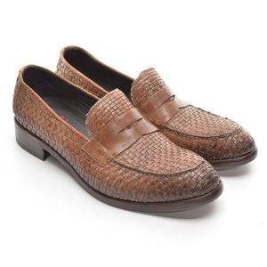 Jo Ghost Brown Goat Leather Woven Loafers 41 New